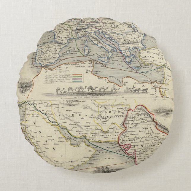 Überlandweg nach Indien Rundes Kissen (Vorderseite)