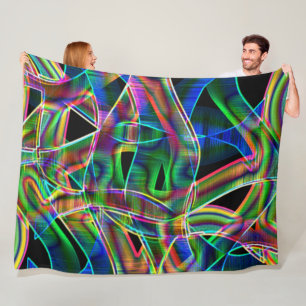 Überlappen bandähnliche Kurven, neonfarbiges Relie Fleecedecke