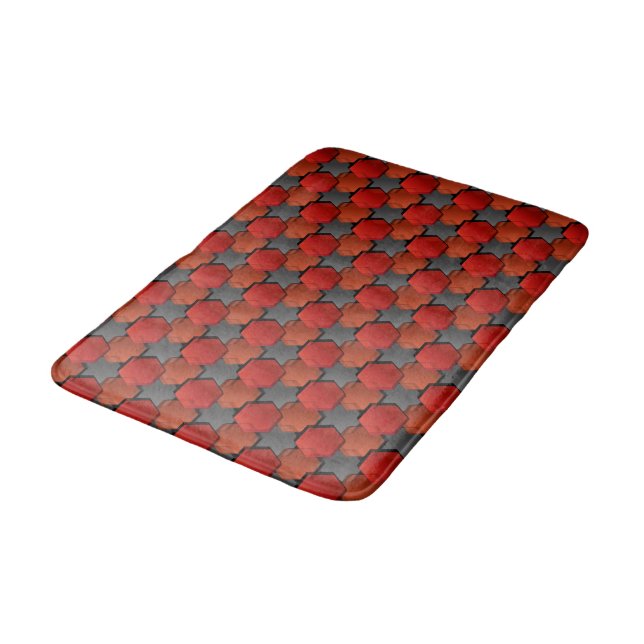 Überlappen roter Sechsecke und "grauer Stern" Badematte (Schrägansicht)