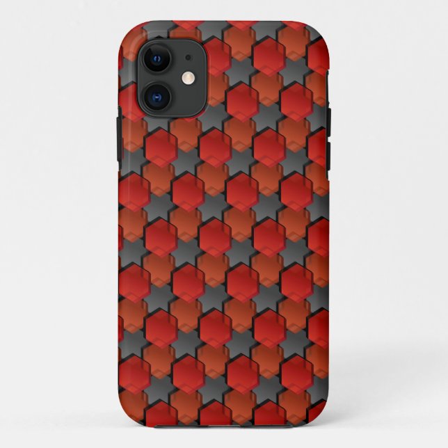 Überlappen roter Sechsecke und "grauer Stern" Case-Mate iPhone Hülle (Rückseite)