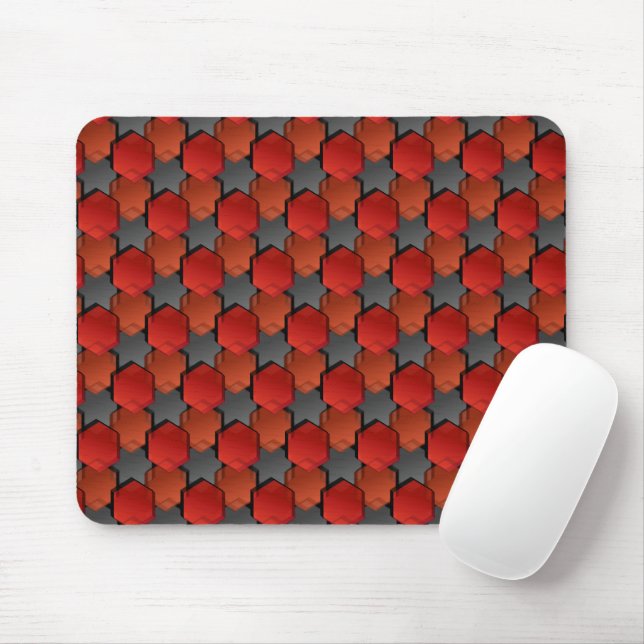Überlappen roter Sechsecke und "grauer Stern" Mousepad (Mit Mouse)
