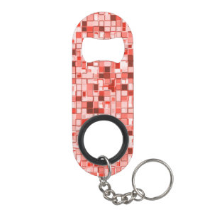 Überlappen von Mini-Quadraten, Rot- oder Korallent Mini Flaschenöffner