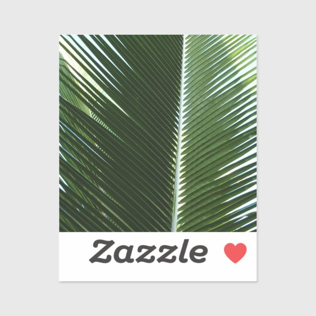 Überlappen von Palm Fronds Tropical Green Abstrakt Aufkleber (Blatt)