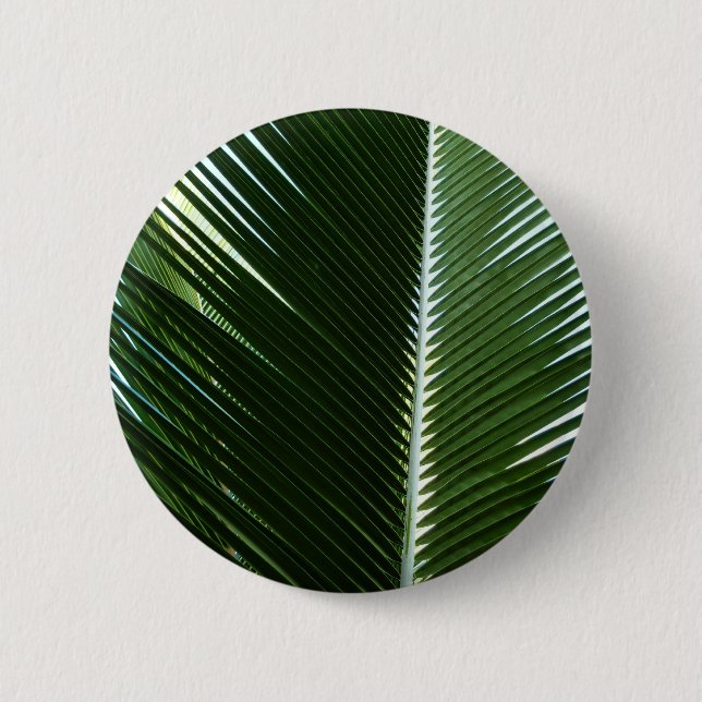 Überlappen von Palm Fronds Tropical Green Abstrakt Button (Vorderseite)