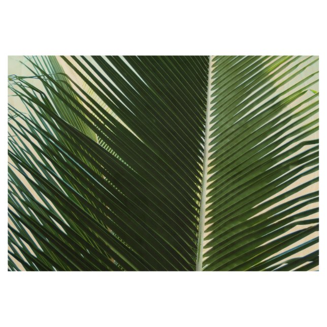 Überlappen von Palm Fronds Tropical Green Abstrakt Holzposter (Vorderseite)