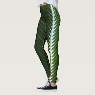 Überlappen von Palm Fronds Tropical Green Abstrakt Leggings