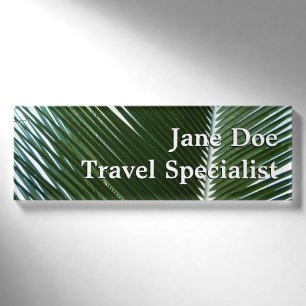 Überlappen von Palm Fronds Tropical Green Abstrakt Namenschild