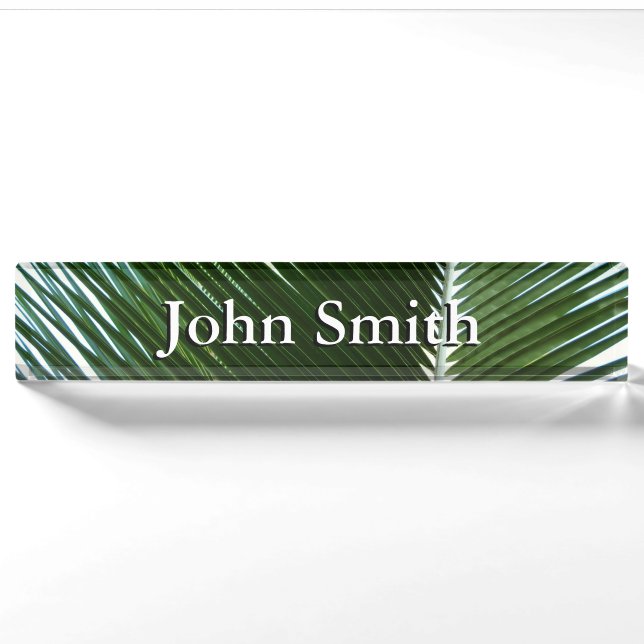 Überlappen von Palm Fronds Tropical Green Abstrakt Namensplakette (Vorderseite)