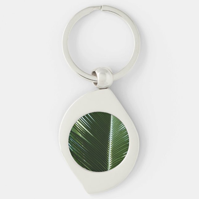 Überlappen von Palm Fronds Tropical Green Abstrakt Schlüsselanhänger (Vorderseite)