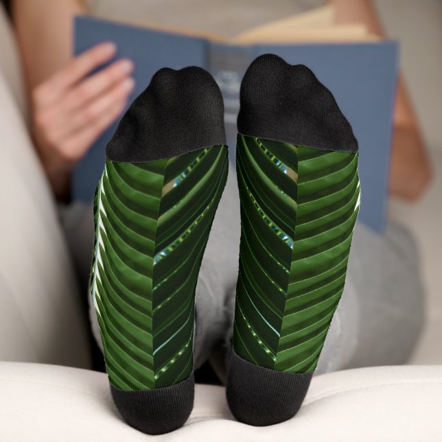 Überlappen von Palm Fronds Tropical Green Abstrakt Socken (Unterseite)