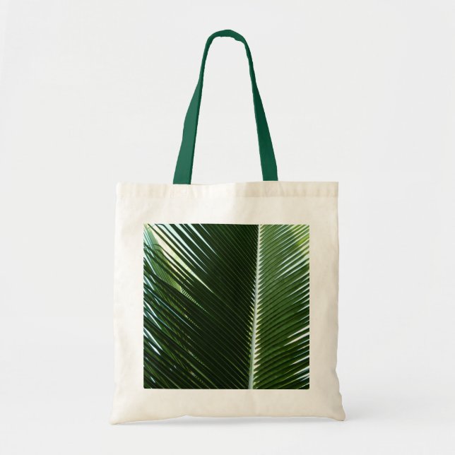 Überlappen von Palm Fronds Tropical Green Abstrakt Tragetasche (Vorne)