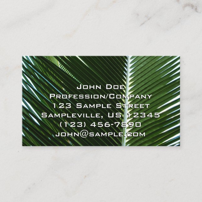 Überlappen von Palm Fronds Tropical Green Abstrakt Visitenkarte (Vorderseite)