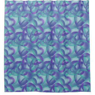 Überlappende Herzen Abstract in Lila-Aqua-Muster Duschvorhang