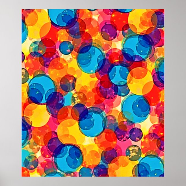 Überlappende Kreise Farbchaos Kunst Poster (Vorne)