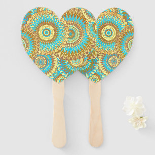 Überlappende Mandala Blau Braun Gold Fächer