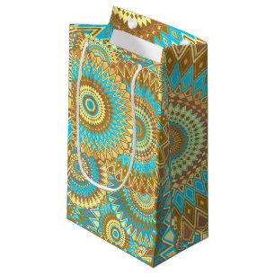 Überlappende Mandala Blau Braun Gold Kleine Geschenktüte