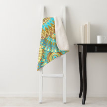 Überlappende Mandala Blau Braun Gold