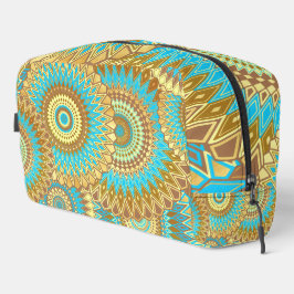 Überlappende Mandala Blau Braun Gold Waschbeutel