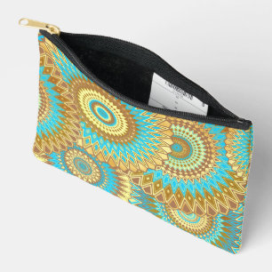 Überlappende Mandala Blau Braun Gold Zubehörtasche