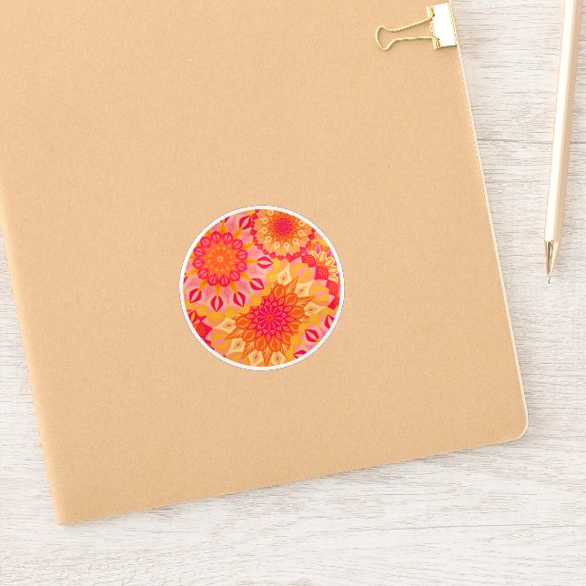 Überlappende Mandala Orange Pink Gelb Aufkleber (Notizbuch)