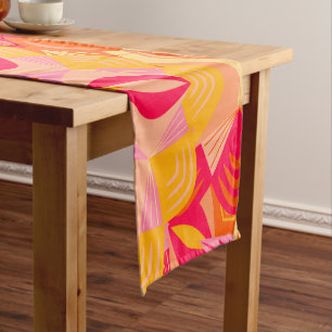 Überlappende Mandala Orange Pink Gelb Kurzer Tischläufer