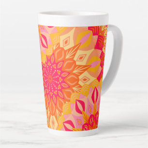 Überlappende Mandala Orange Pink Gelb Milchtasse