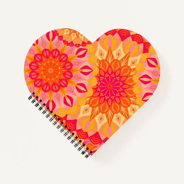 Überlappende Mandala Orange Pink Gelb Notizbuch (Vorderseite)