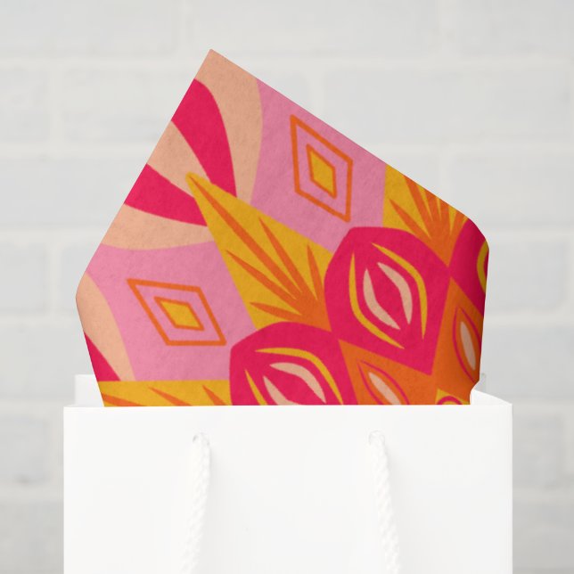 Überlappende Mandala Orange Pink Gelb Seidenpapier (Geschenktüte)