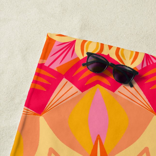 Überlappende Mandala Orange Pink Gelb Strandtuch (Beispiel)
