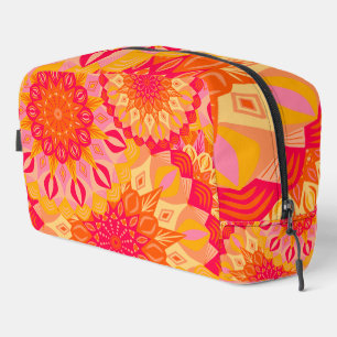 Überlappende Mandala Orange Pink Gelb Waschbeutel