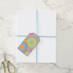 Überlappende Mandala Pink Blau Gelb Mint Lila Geschenkanhänger