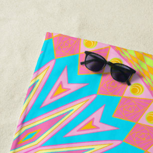 Überlappende Mandala Pink Blau Gelb Mint Lila Strandtuch