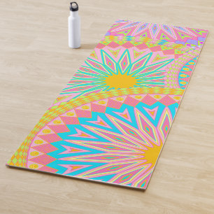 Überlappende Mandala Pink Blau Gelb Mint Lila Yogamatte