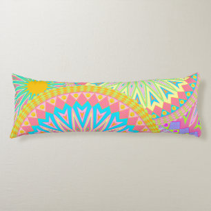 Überlappende Mandala Pink Blau Gelb Mint Violett Seitenschläferkissen