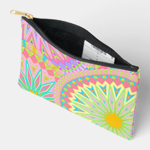 Überlappende Mandala Pink Blau Gelb Mint Violett Zubehörtasche