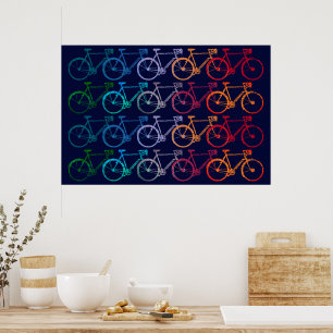 Überlappende Räder farbenfrohe Bikes Dekor Poster