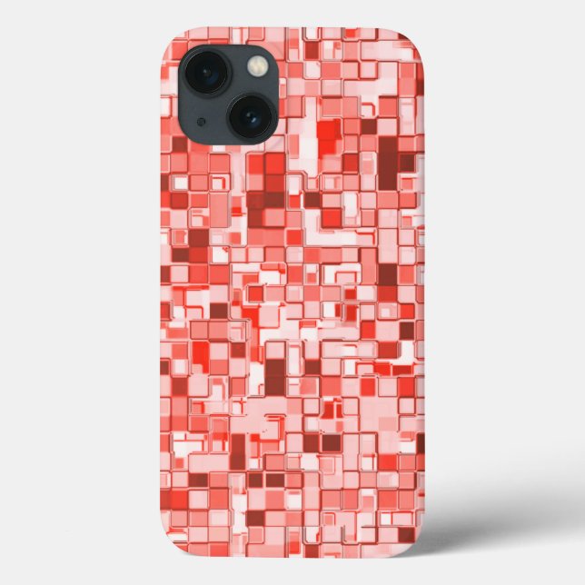 Überlappung von kleinen Quadraten, Rot- oder Koral Case-Mate iPhone Hülle (Rückseite)