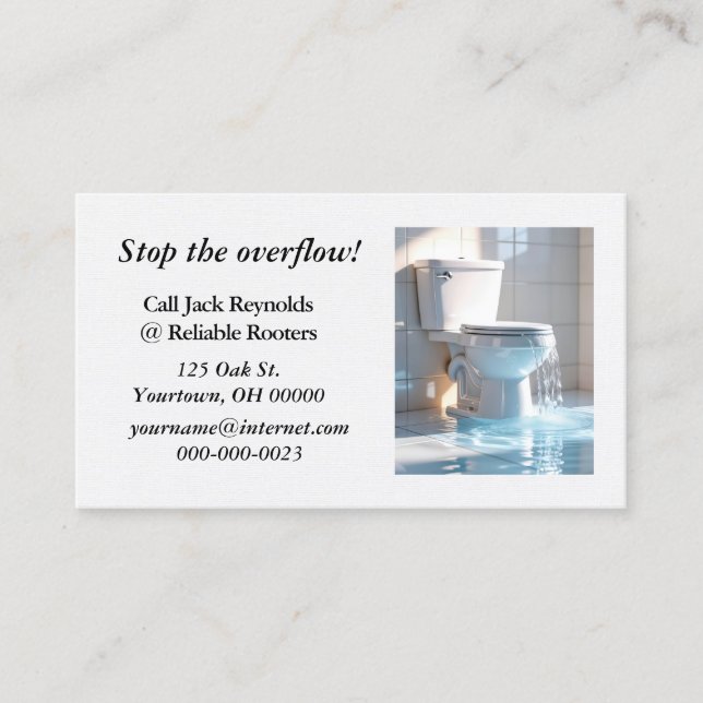 Überlauftoilette für ein Klempnergeschäft Visitenkarte (Vorderseite)