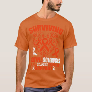Überleben Multiple Sklerose Oronge Ribbon Herz m T-Shirt