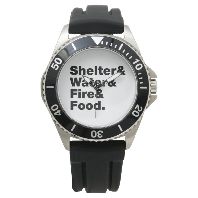 Überleben (Unterkunft & Wasser & Feuer & Nahrung) Armbanduhr (Vorderseite)