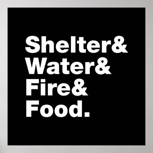 Überleben (Unterkunft & Wasser & Feuer & Nahrung)  Poster (Vorne)