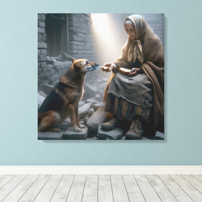 Überlebende der alten Dame und des Hundes Leinwanddruck (Insitu (Holzboden))