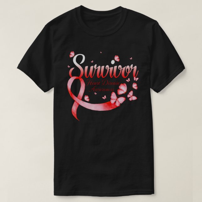 Überlebende Herzkrankheit Butterfly Bewusstsein T-Shirt (Design vorne)