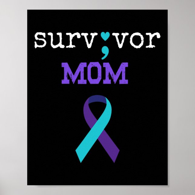 Überlebende Mama - Semicolate Gift Suicide Prevent Poster (Vorne)