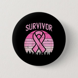 Überlebende Retro Rosa Brustkrebs Schleife Bewusst Button