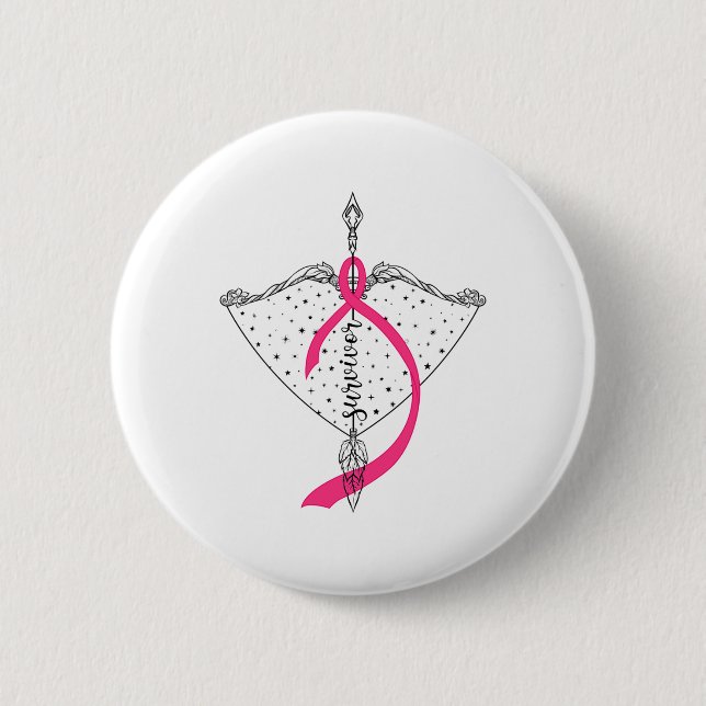 Überlebender Bow Arrow Warrior Hope Pink Ribbon Br Button (Vorderseite)