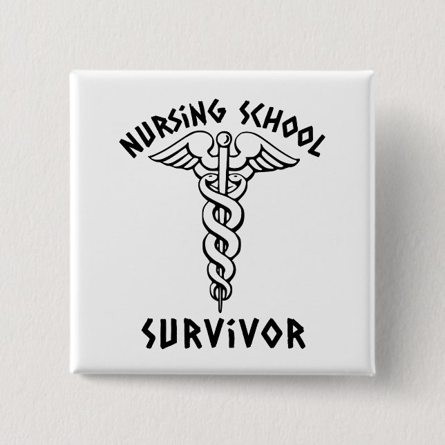Überlebender der Pflegeschule Caduceus Studentin K Button (Vorderseite)