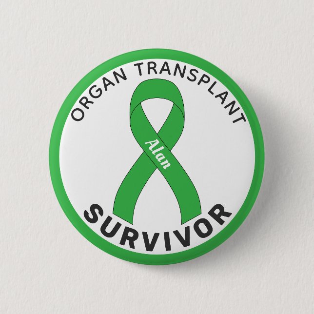 Überlebender einer Organtransplantation Ribbon Wei Button (Vorderseite)