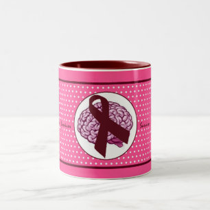 Überlebender eines Hirnaneurysmas Rosa Punkte Kaff Zweifarbige Tasse