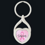 Überlebender rosa Brustkrebs Schlüsselanhänger<br><div class="desc">Brustkrebs "Survivor" Herzform Schlüsselanhänger zeigt moderne,  schwarze Schriftzeichen mit symbolischer rosa Band und rosa Farbverlauf Hintergrund.</div>